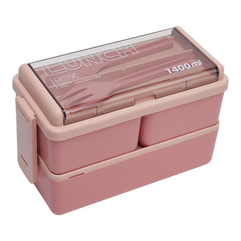 Lifeideas Dual-Layer Plastic Bento Lunch Box with Cutlery, KT0041