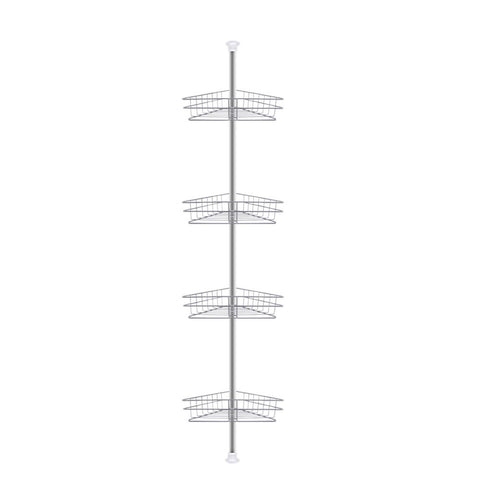 4 Tier Metal Corner Shower Shelf Wall Rack Organizer Bathroom Silver, WH0712