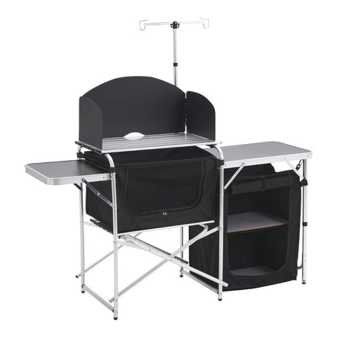 Livingandhome Aluminum Camp Kitchen with Zippered Storage and Camp Tables, WB0047