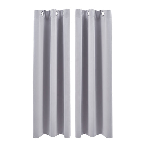 Solid Colour Grommet Top Polyester 100% Blackout Curtains Pair, LY0201 (Ver.2)