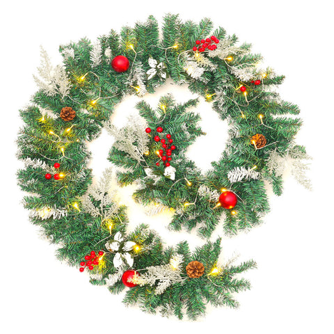 Livingandhome Artificial Pre-lit Frozen Christmas Holiday Decoration Garland, PM1147