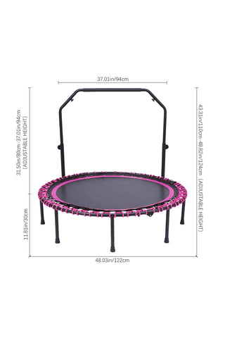 48in Bungee Cords Foldable Round Trampoline with Adjustable U-Handle Bar,DM0902