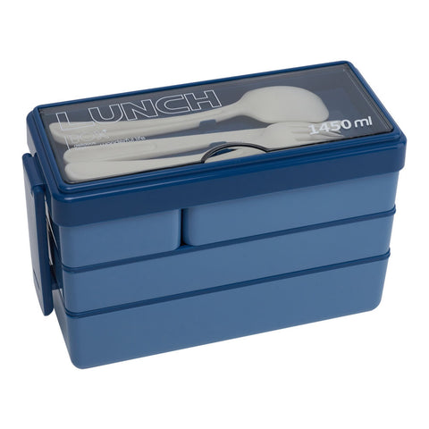 Lifeideas Bento-Style Plastic Lunch Box with Cutlery 3-Layer, KT0043