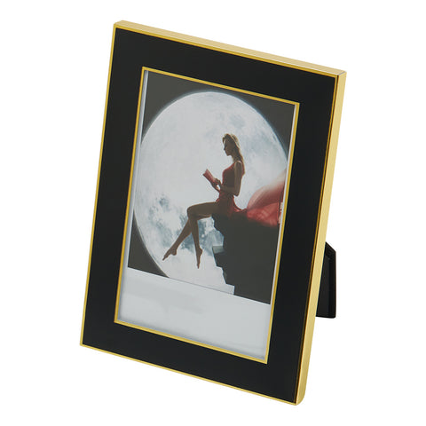 Livingandhome Modern Black and Gold Aluminum Photo Frame, SC1839