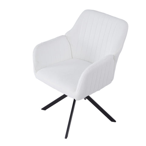 White Upholstered Leisure Swivel Chair with Metal Legs, ZH1589 (Ver.2)