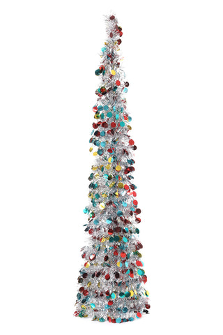 Livingandhome 150cm Tinsel Multi Colour Christmas Tree, WF0105