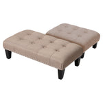 Vintage Button-tufted Rectangular Linen Footstool Set, ZH0210