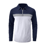 Casual Quarter Zip Turn Down Collar Long Sleeve Polo Shirt, MN0016