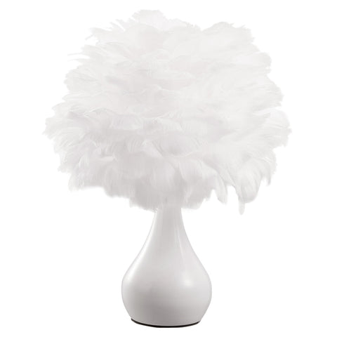 European Style E27 White Feather Table Lamp Bedside Fixtures - Warm Light, SW0908 (Ver.2)