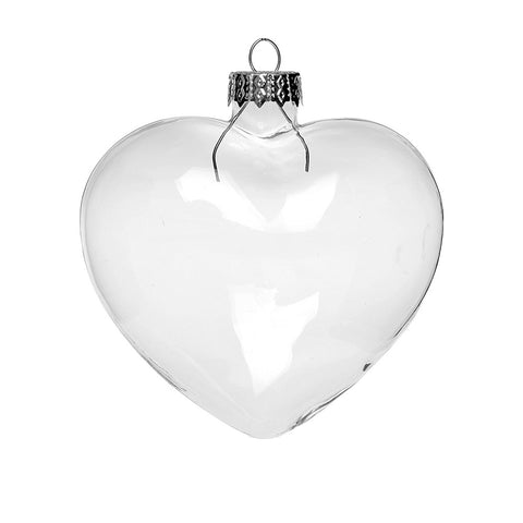 Livingandhome 12 X Hanging Heart Shaped Glass Baubles Christmas Wedding Decorations, HF0402