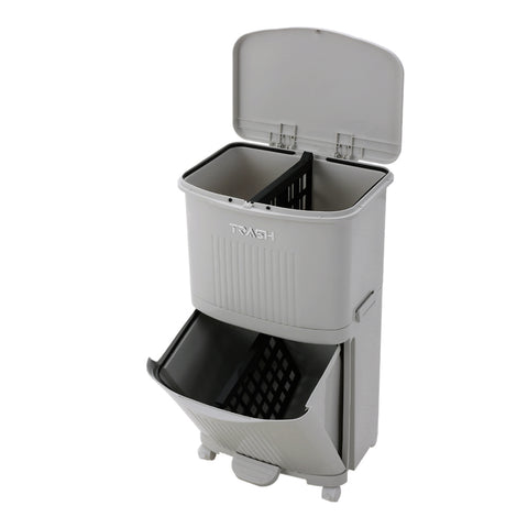 36L 2-Tier Dry Wet Separation Trash Bin with Dividers, WM0675