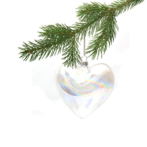 Livingandhome 12 X Hanging Heart Shaped Glass Baubles Christmas Wedding Decorations, HF0403