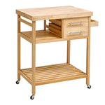 Livingandhome Solid Wood Rolling Kitchen Island Cart, XY0239