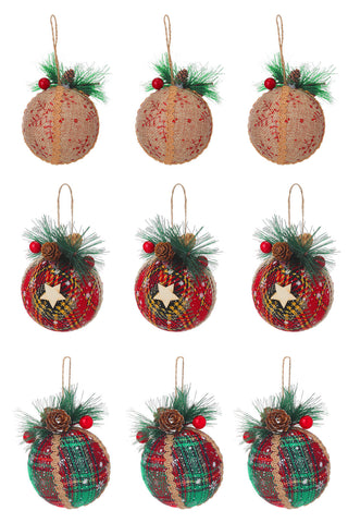 Livingandhome Set of 9 Christmas Ball Ornaments Hanging Decorations, WF0108