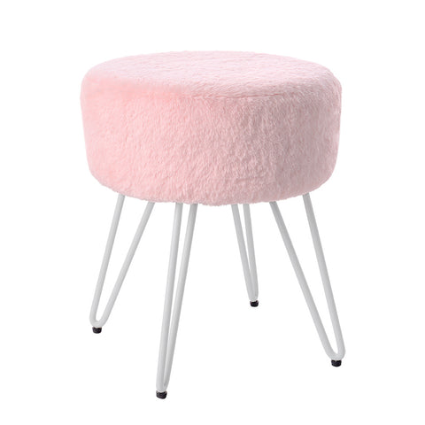 Round Fuzzy Ottoman Vanity Stool, ZH0360