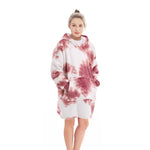 Sheonly Oversized Tie-dye Sherpa Blanket Hoodie with Front Pocket-Pink, SW0836