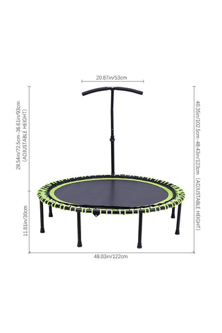 48in Bungee Cords Foldable Round Trampoline with Adjustable T-Handle Bar, DM0904