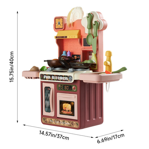 Kids Pretend Kitchen Playset with Sounds, Light and Play Food, SI0201(Ver.2)