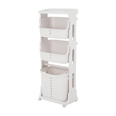 Livingandhome 4-Tier Storage Rack Laundry Basket with Wheels, WM0223