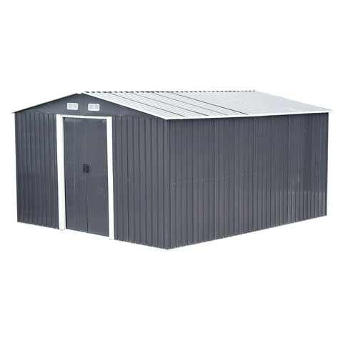 12x10 FT Metal Apex Roof Garden Shed Outdoor Storage House, PM1157PM1158PM1159PM1160