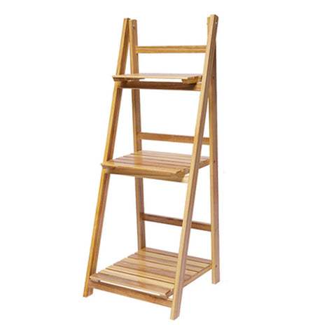 H&O Direct Rustic Wooden Foldable Ladder Shelf for Plants, SP2030