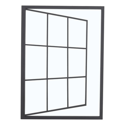 Modern Rectangular Grid Wall Mirror Black Framed Wall Decoration, FI0410