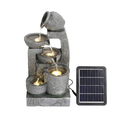 Livingandhome Cascade Solar-powered Water Fountain for Outdoors, AI1054