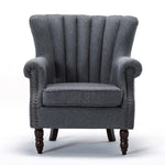 Livingandhome Vintage Linen Upholstered Wing Back Armchair, JM0793