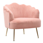 Velvet Shell Accent Chair with Metallic Legs, JM1824