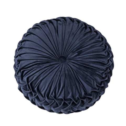 Modern Round Pleated Pumpkin Velvet Cushion, SP1888