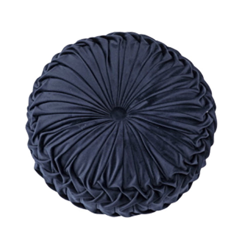 Modern Round Pleated Pumpkin Velvet Cushion, SP1887