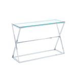 Modern Glass Rectangular Side Table with Metal Base, ZH0898