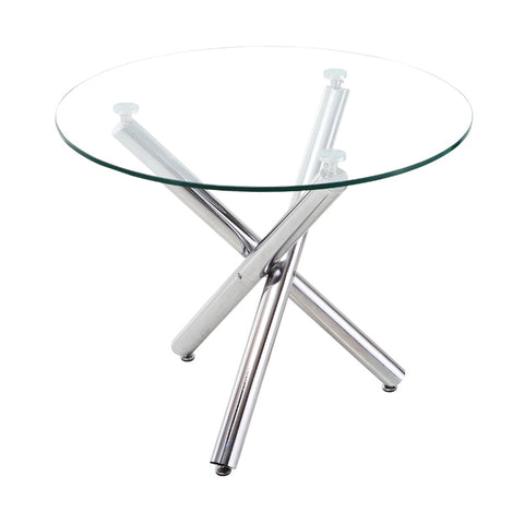 Livingandhome Tempered Glass Crossover Round Dining Table, ZH1092ZH1093