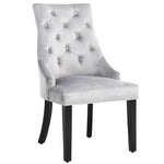 Livingandhome Set of 2 Tufted Velvet Dining Chairs with Wooden Legs, JM0894