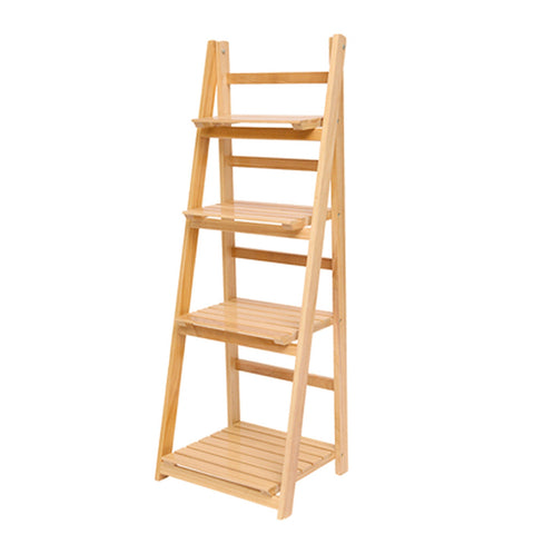 H&O Direct Rustic Wooden Foldable Ladder Shelf for Plants, SP2031