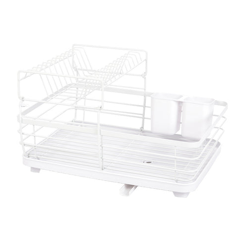 Livingandhome 2-Tier Metal Dish Rack with Utensil Holder Dish Drainer for Kitchen Counter, WZ0038