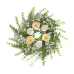 Livingandhome Spring White Flowers with Green Leaves Wreath Farmhouse Door Decor, SW0362