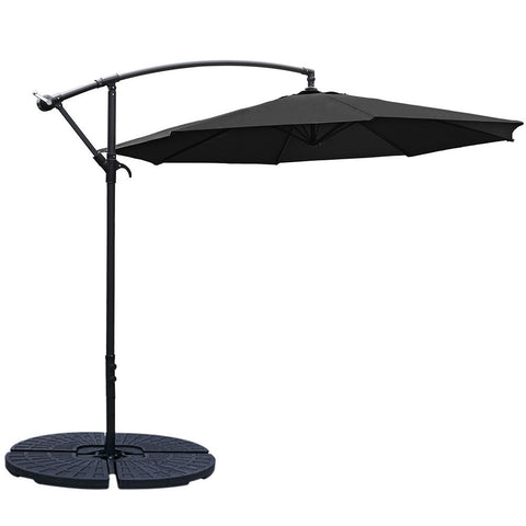 Livingandhome Outdoor 3M Large Cantilever Parasol with Cross and Fillable Base, LG0440LG0441LG0884