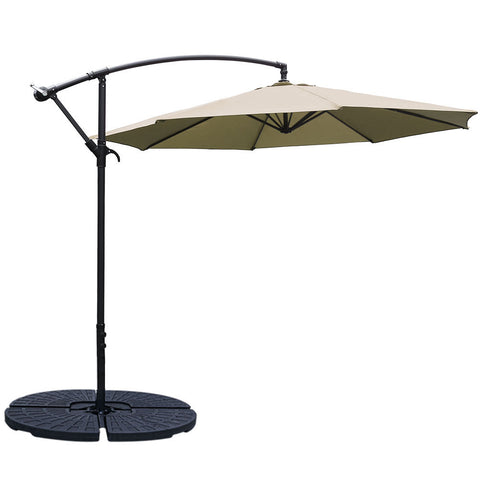 Outdoor Large 3M Cantilever Parasol with Cross and 4-Piece Base, LG0437LG0441LG0884