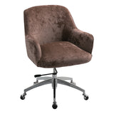 Livingandhome Velvet Upholstered Wheeled Swivel Office Chair, JM2090