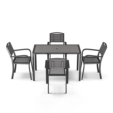 Livingandhome 4-Seater Garden Dining Table and Chairs Set Grey, LG1018LG1031