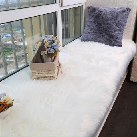 Livingandhome Retangular Super Soft Shaggy Area Rug White, SP0712