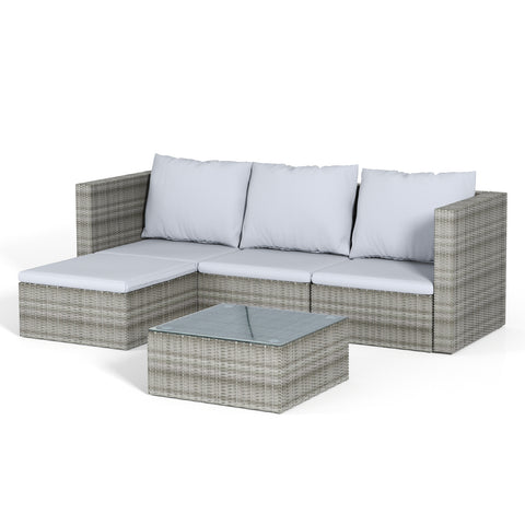 5 Piece Patio Outdoor Furniture Set with Cushions All Weather Rattan Patio Sectional Sofa Set, PM1069PM1070