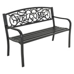 Central Park Garden Bench Black Cast Iron Long Chair, AI0815