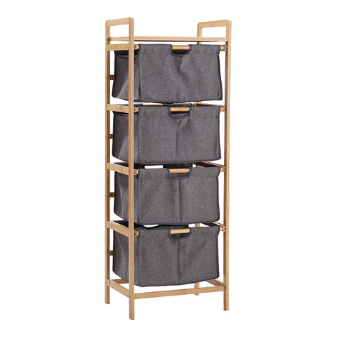 Livingandhome 4 Section Freestanding Bamboo Storage Rack with Pull Out Drawers, SW0400