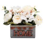 Livingandhome Country style Fake Hydrangea Peony in Wooden Vase Tabletop Centerpiece, SW0244