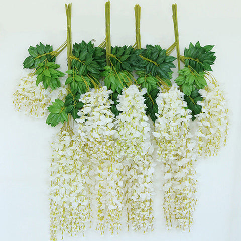 Livingandhome 12pcs Artificial White Wisteria Hanging Vines, SP0188