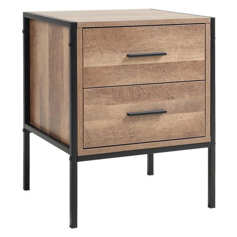 Livingandhome Mid-Century Two Drawers Wooden Nightstand Sofa Side Table, XY0062