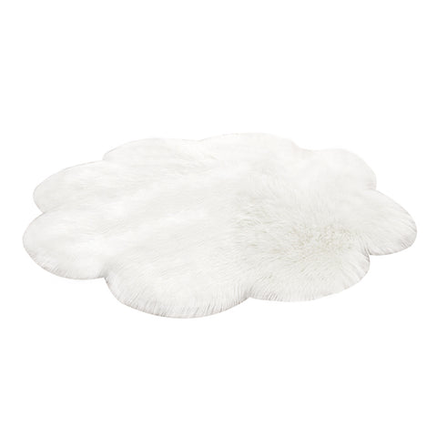 Livingandhome Flower Shaped Super Soft Shaggy Area Rug White, SP1397