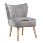 Modern Velvet Tufted Wingback Accent Chair with Solid Wood Legs, JM1477